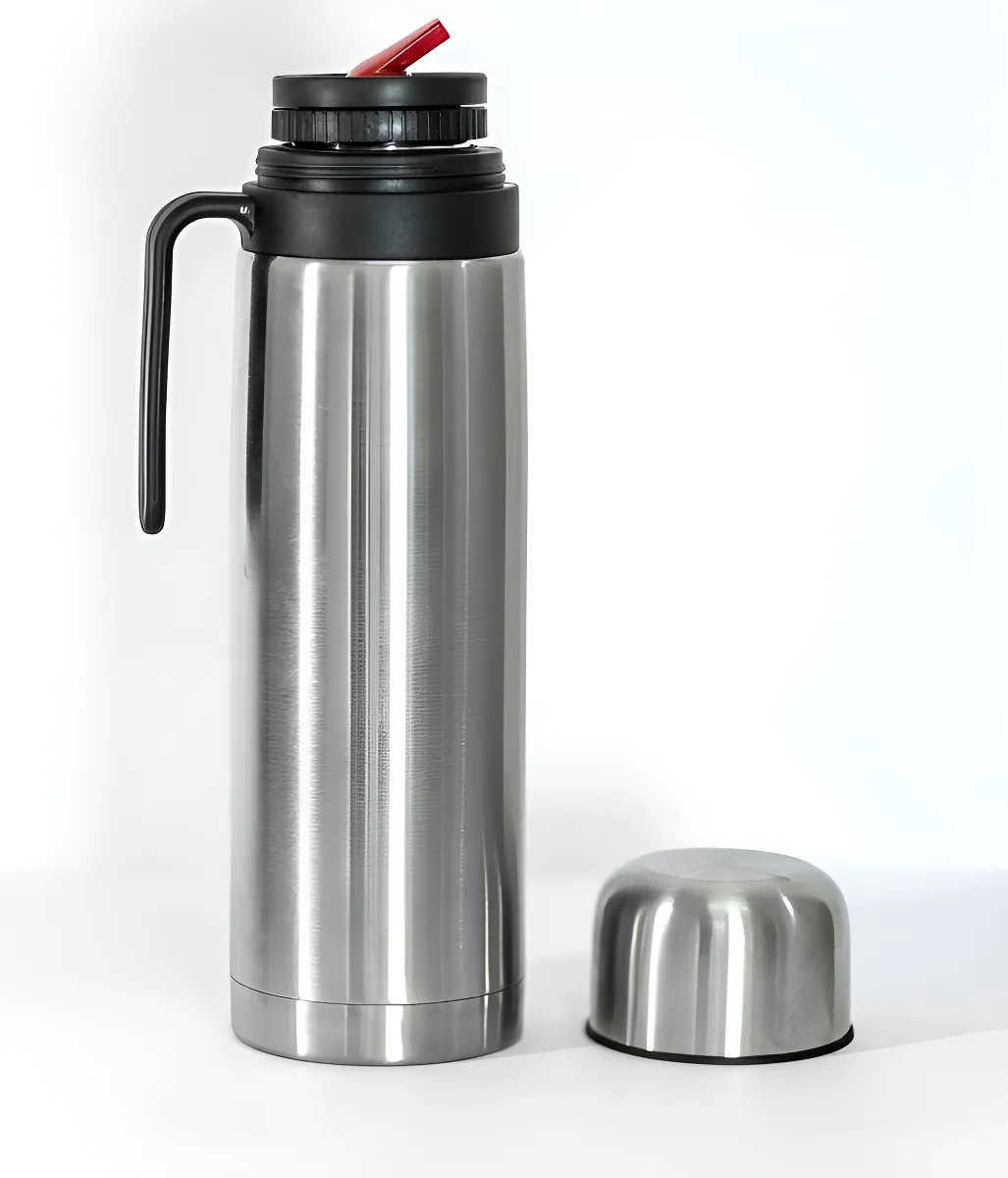 Termo para mate 1 litro con pico matero y media manija acero inoxidable
