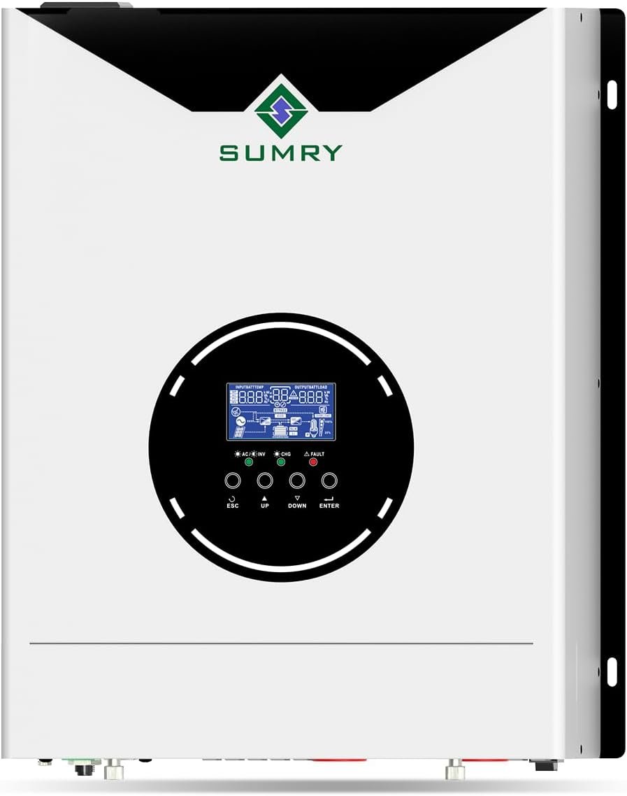 SUMRY - Inversor solar híbrido, para sistema de batería de 12 V y 24 V,