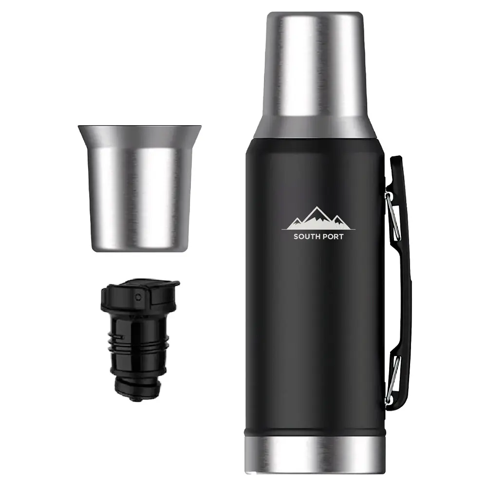 Termo Acero Inoxidable South Port By Gadnic 1,2 Litros Manija Negro