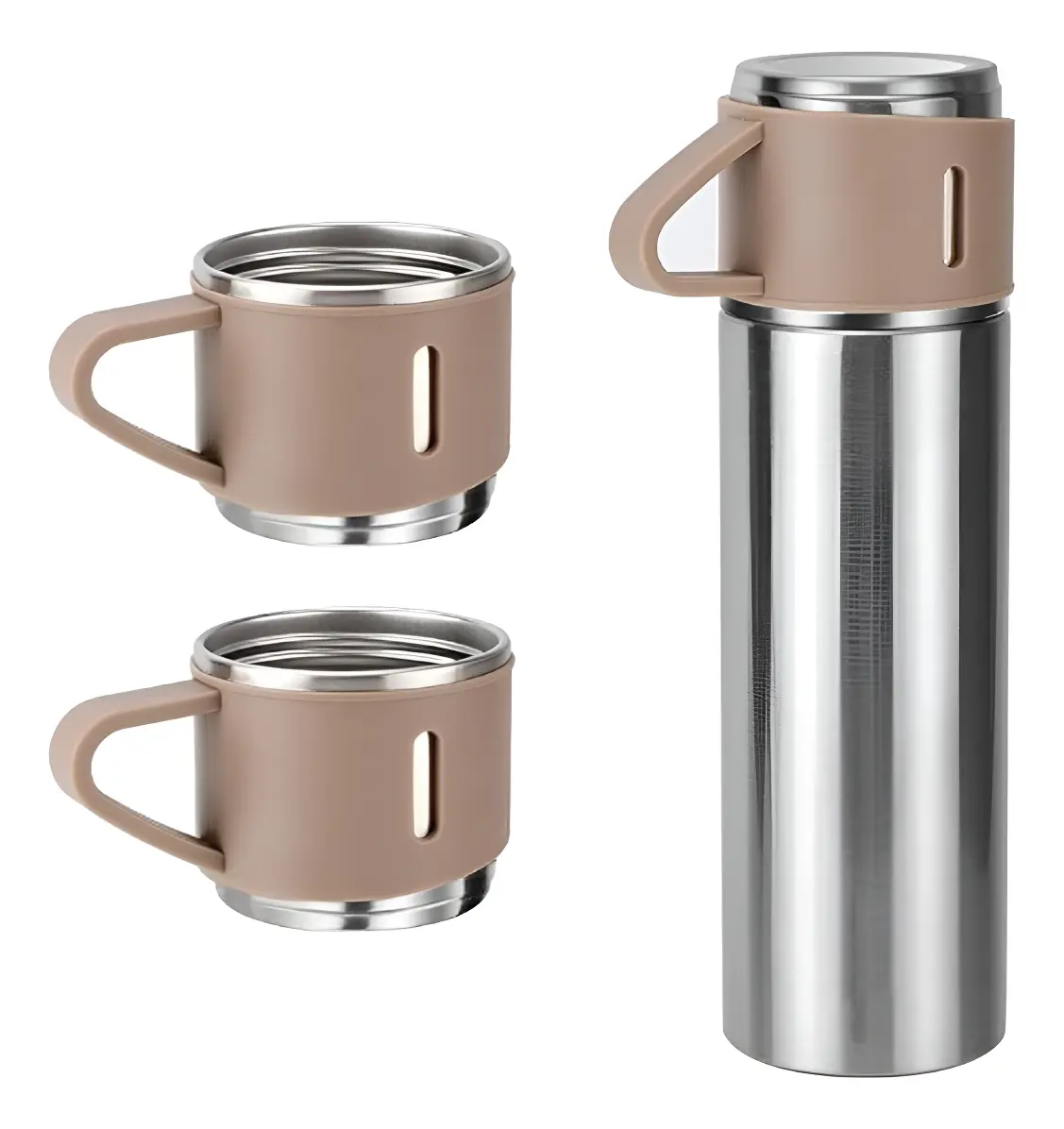 Termo Bebidas Calientes Y Frías En Acero Inoxidable+ 3 Tazas