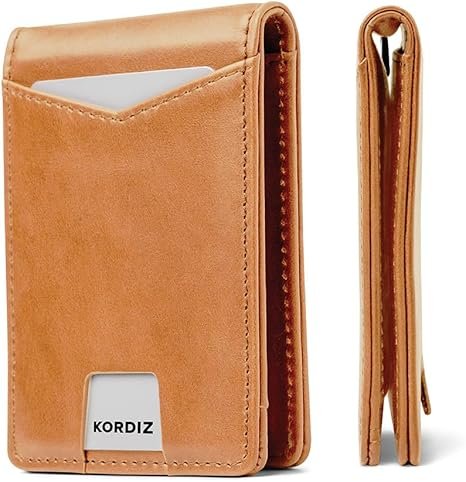 KORDIZ Cartera delgada y plegable con bloqueo RFID para hombre