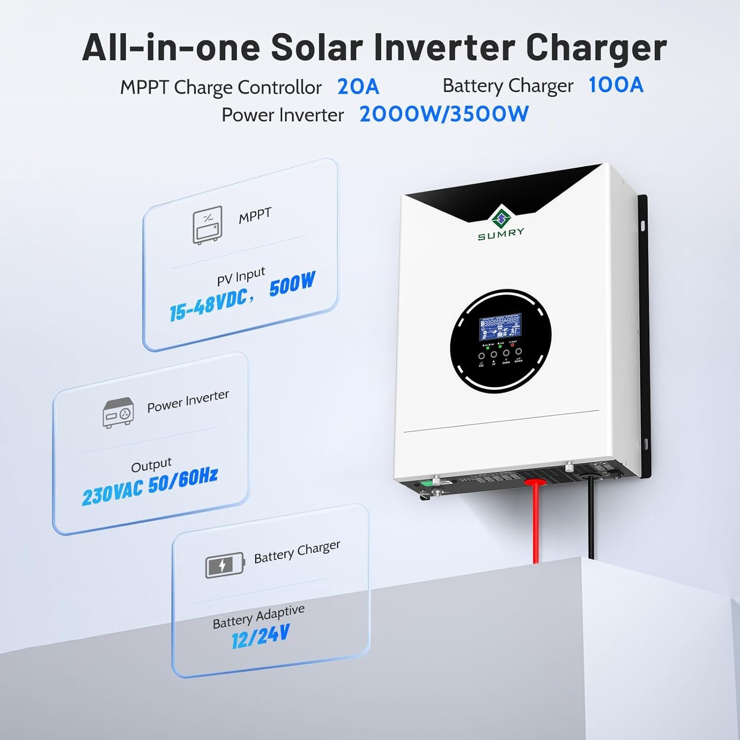 convertidor de energía de onda sinusoidal pura de 2000 W/3500 W de 230 VCA