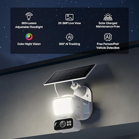 cámara solar con luz para ver en la oscuridad