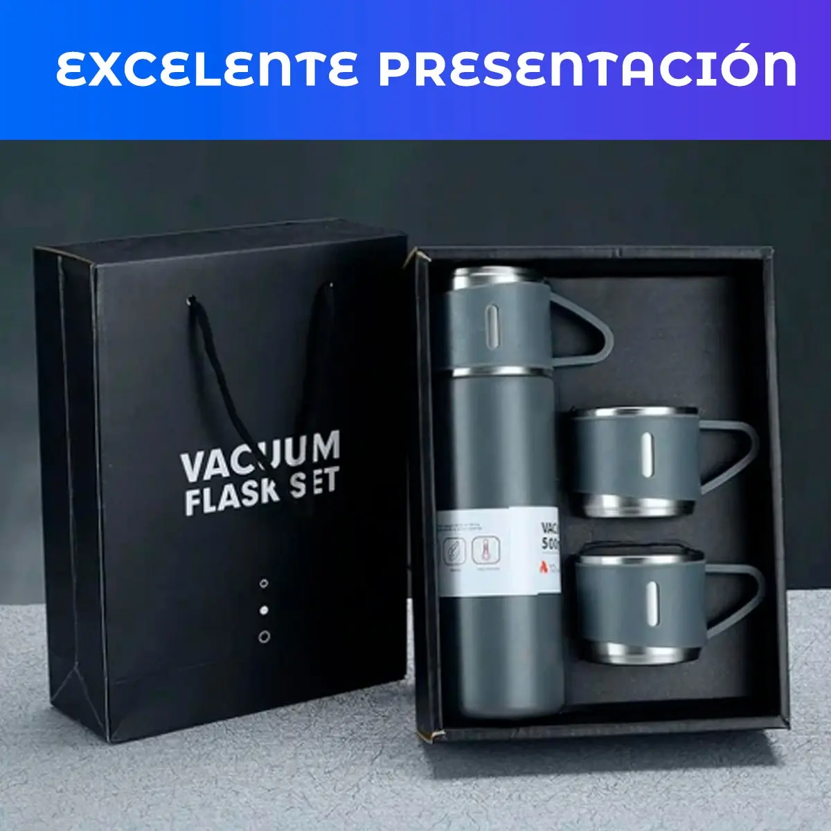 termo con dos tazas excelente presentación con caja 