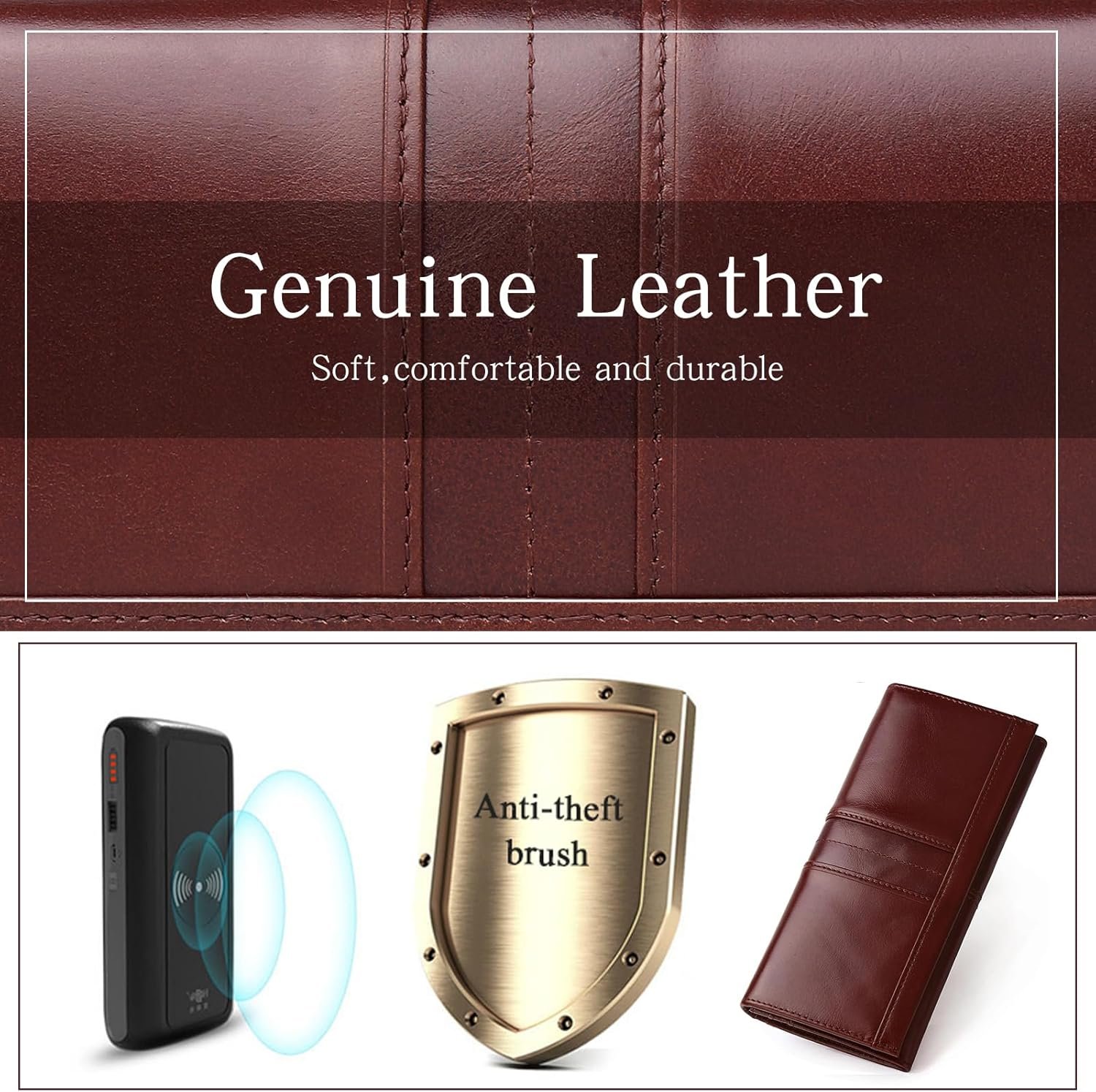 Cartera RFID de cuero marrón con diseño minimalista y protección avanzada
Billetera elegante con tecnología RFID, seguridad y estilo en cada detalle
Detalle de cartera RFID premium, pensada para proteger tu dinero con elegancia