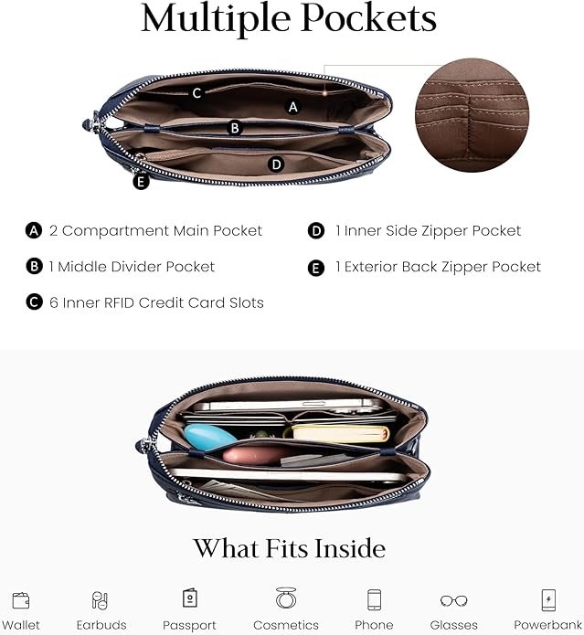 bolso de mujer con varios compartimentos