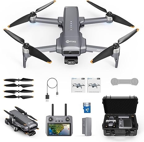 Contixo Drone para adultos, video 4K/30FPS, cardán de 2 ejes y EIS, evitación de obstáculos, control remoto de pantalla táctil de 5.5 pulgadas, GPS y flujo óptico, motor sin escobillas, 4 millas de